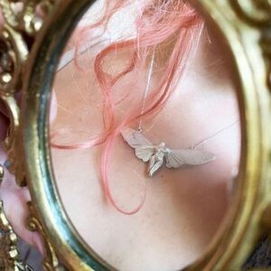 Female Bust Angel Wings Necklace Silver Dainty Feminine Body Fairy Jewelry NEW